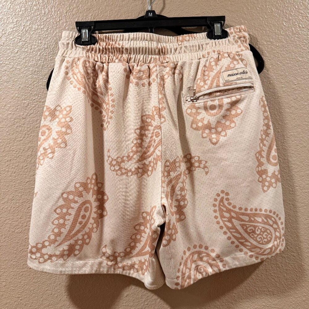 Maison Article Paisley Mesh Shorts Mens M Cream Streetwear Drawstring‎ Athletic - Picture 3 of 4